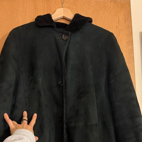 lambskin Cole Haan BLACK FULL LENGTH COAT - Picture 10 of 15